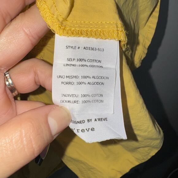 Anthropologie A’Reve Woman’s Off Shoulder Puff Sleeve Dress Sz L Yellow Boho - Picture 5 of 10